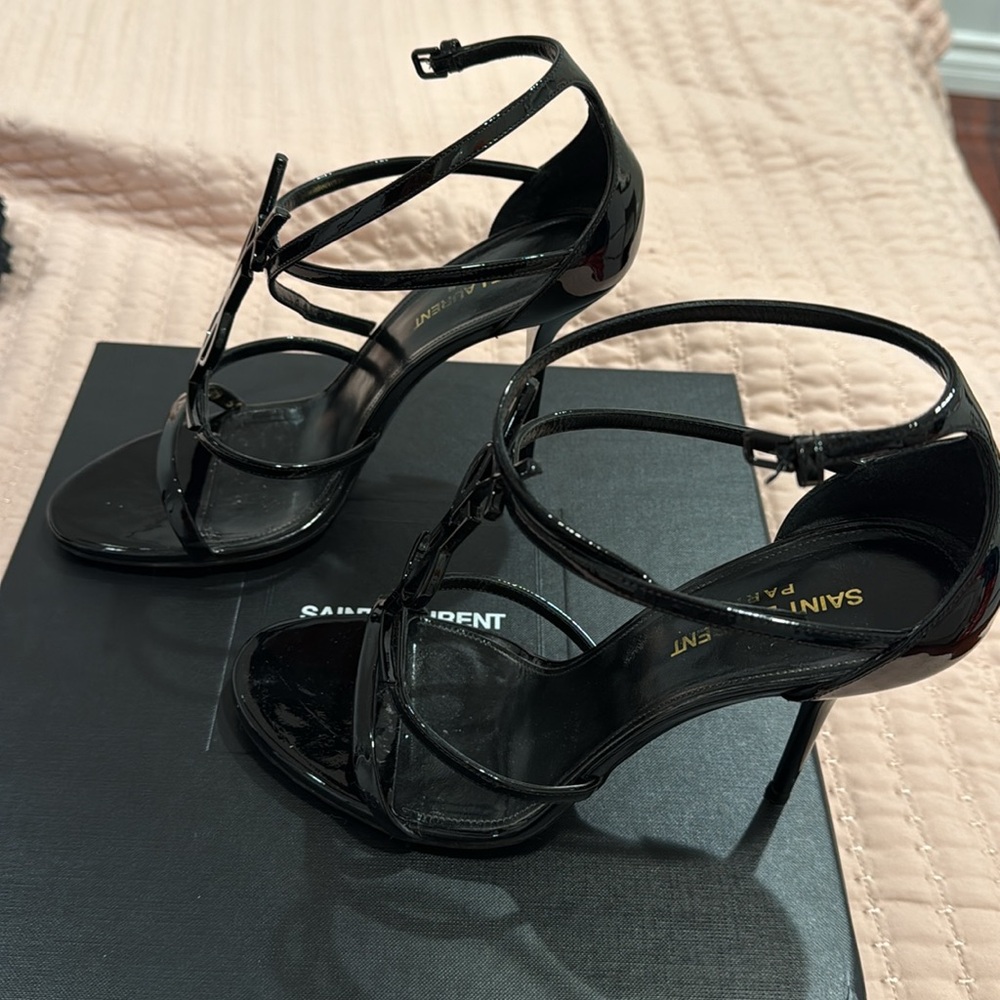 Saint Laurent Black Patent Leather Stiletto Heels - Picture 3 of 7